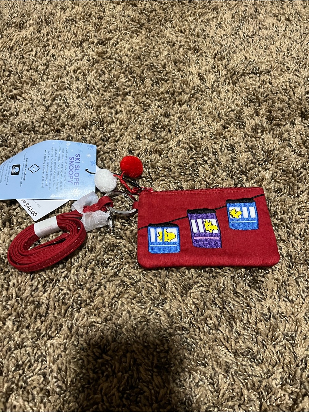 Vera Bradley Red Ski Slope Wristlet with Lanyard